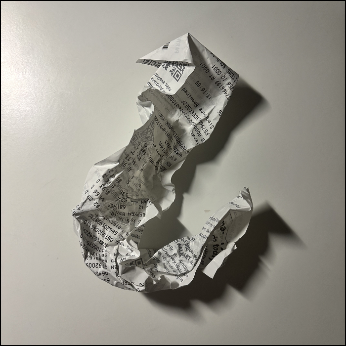 The sound of crushing a Walmart reciept made out of paper.