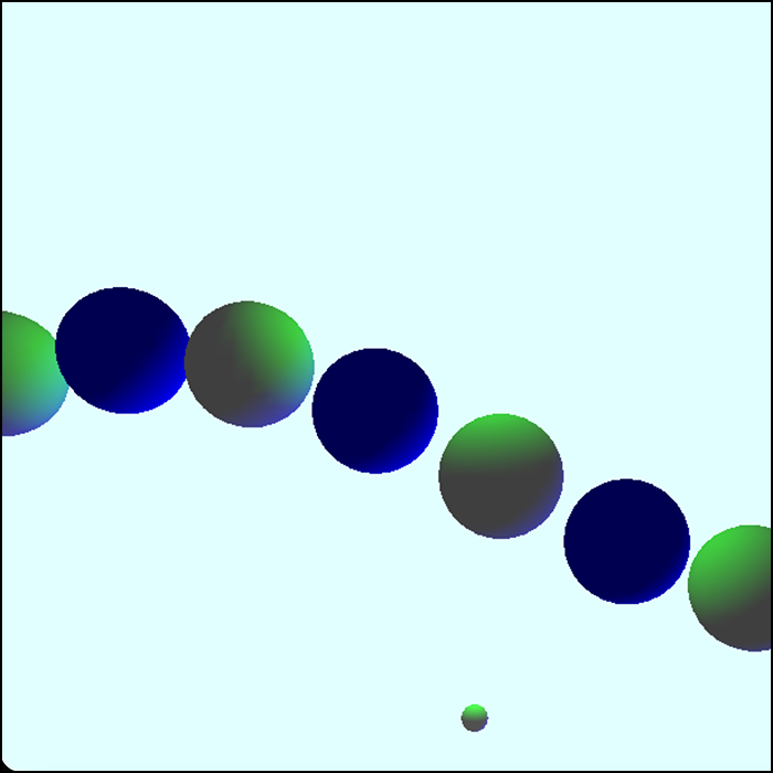 I reference a tutorial online that use the string of spheres that go up and down. For every other number, I applied a function where it changes color when keypad is pressed