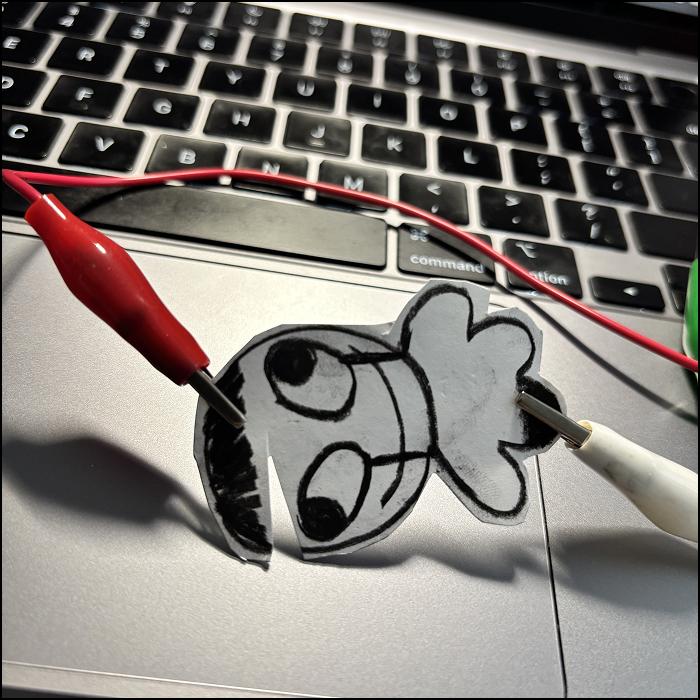 I made some fun illustrations. I realise a lot of graphite is needed in the area the clips attach to, in order for the makey makey to work.