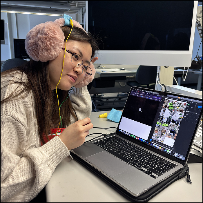 Picture of me trying out my new experiment.