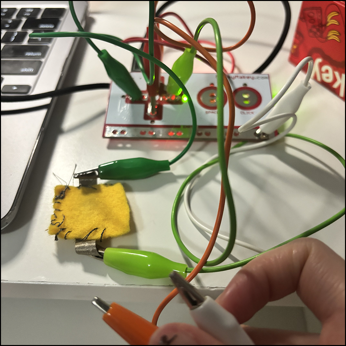 I used a LED pocket I made back in project 1, it uses conductive fabric and so it ended up working pretty well.