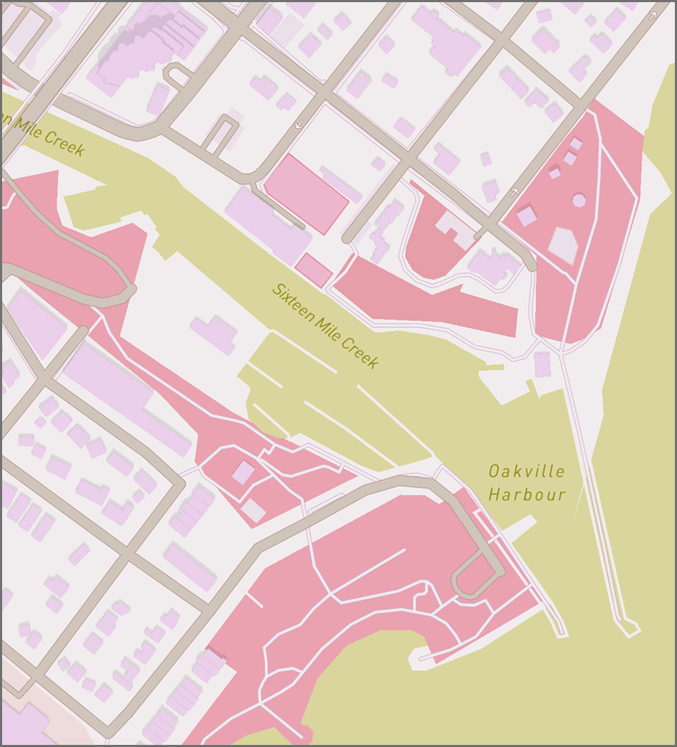 Hid away other buildings and labels, the pedestrian path seems unnecessary.