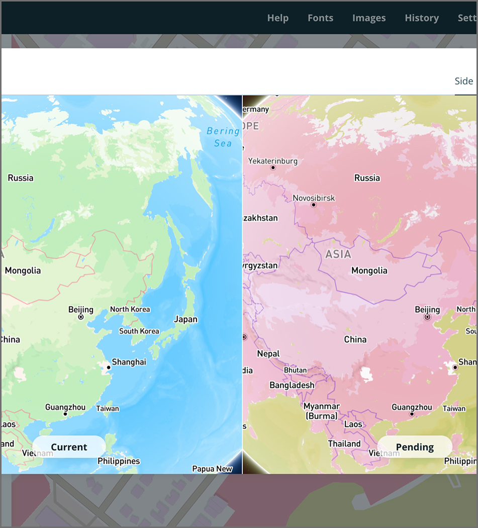 Comparison of the current and pending map.