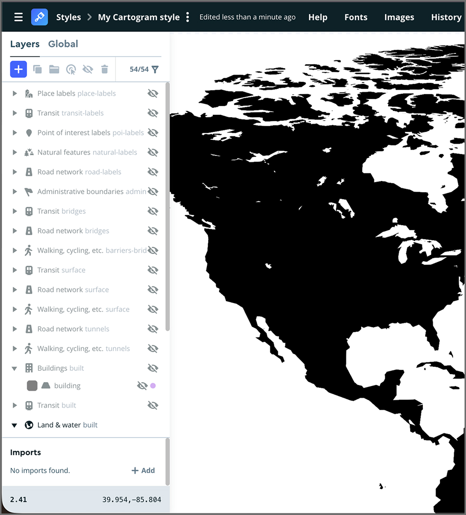 Hiding and changing colors of different layers.