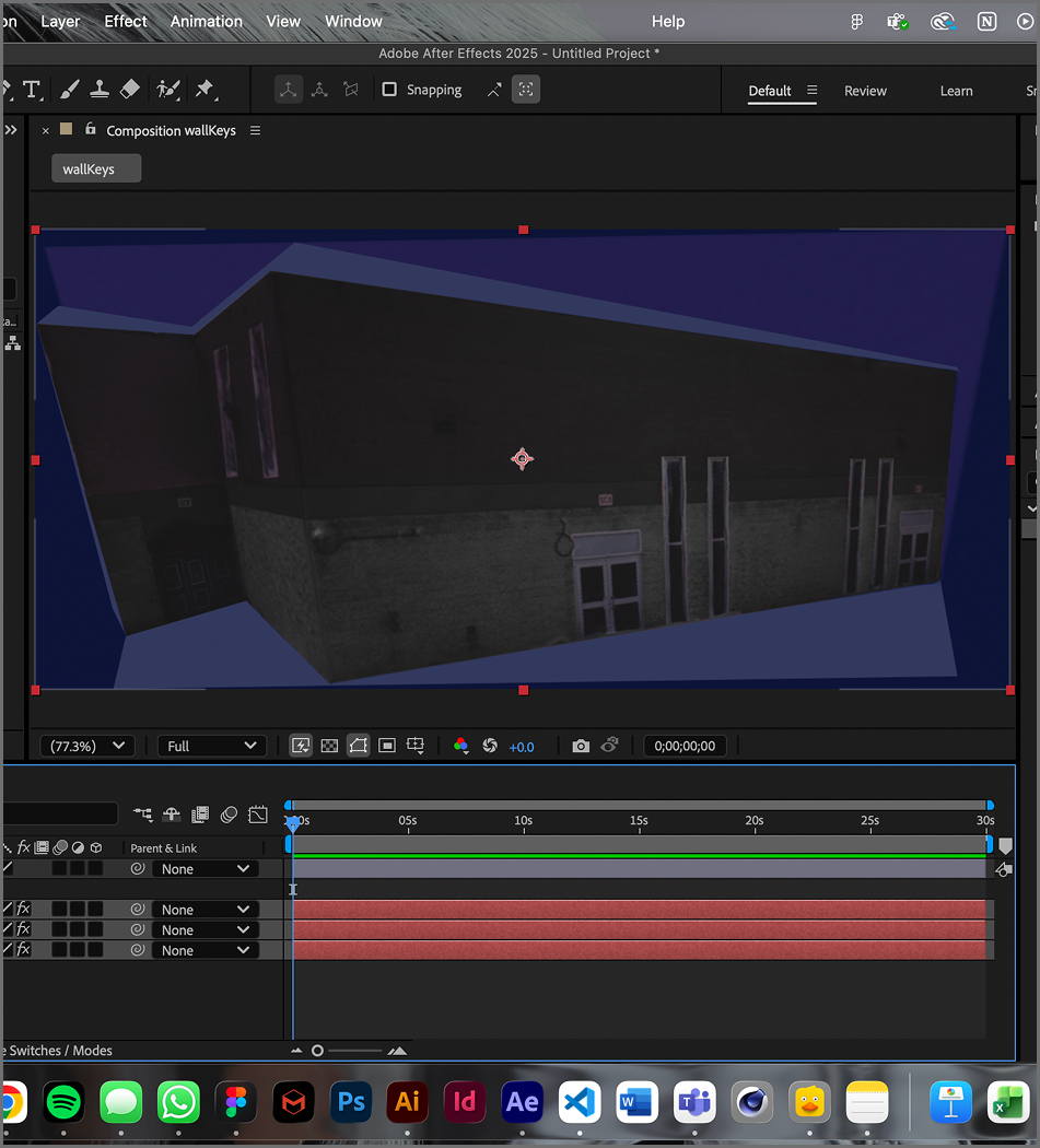 Using corner pin on the side, Main and entrance in Adobe After Effects.