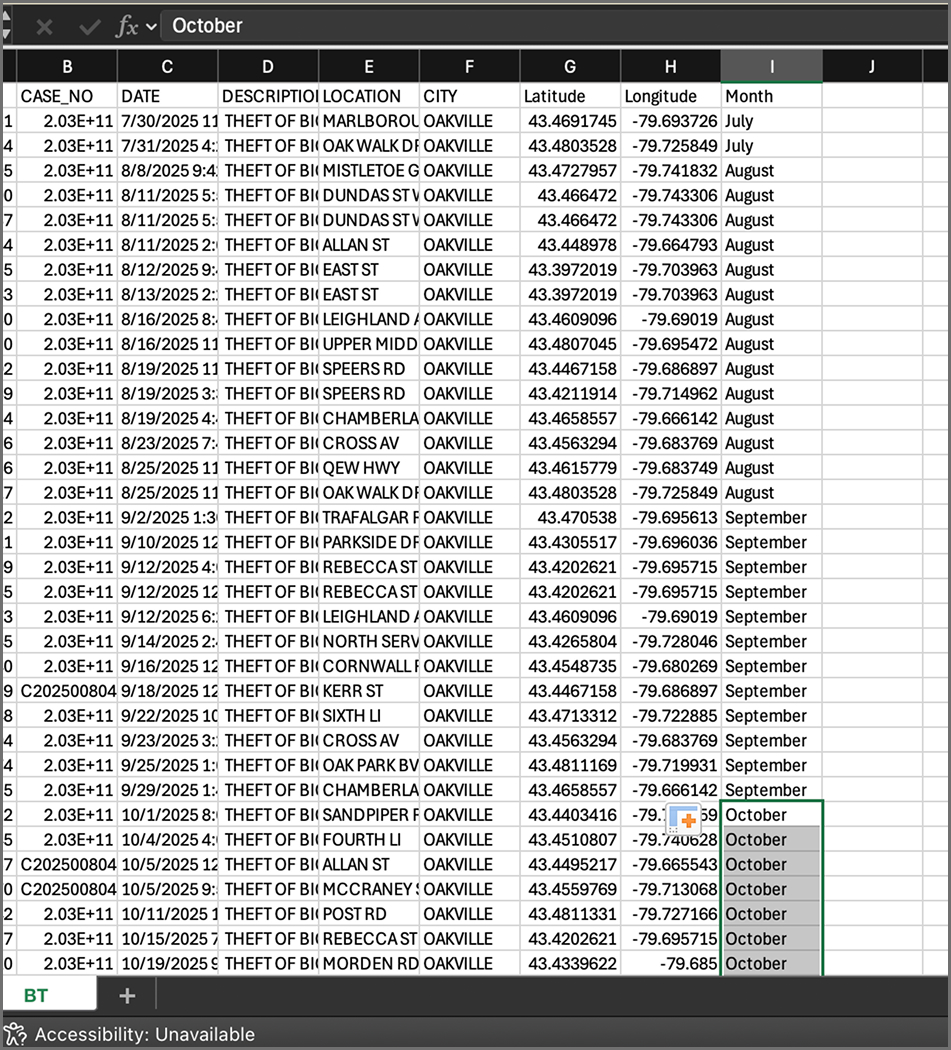 Deleting columns of data in Excel so it can be applicable in Mapbox.