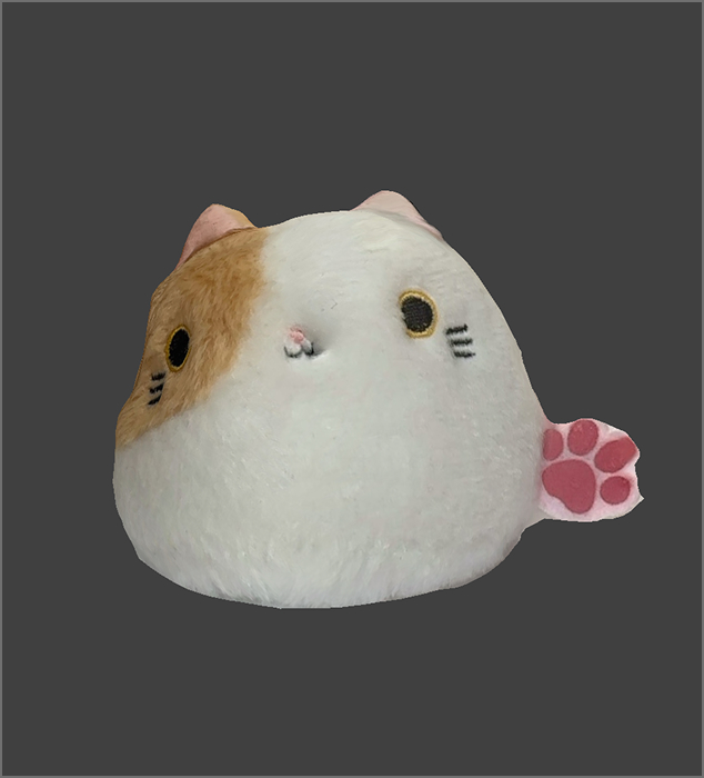 I 3D scanned a cat plushie this time. I struggle to tie it up because of its general weight distribution. So I just capture it on top of a white A4 paper.